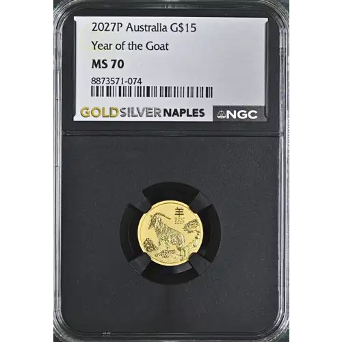 2027P - 1/10oz Year of the Goat Gold Coin - Australia G$15 - NGC MS70